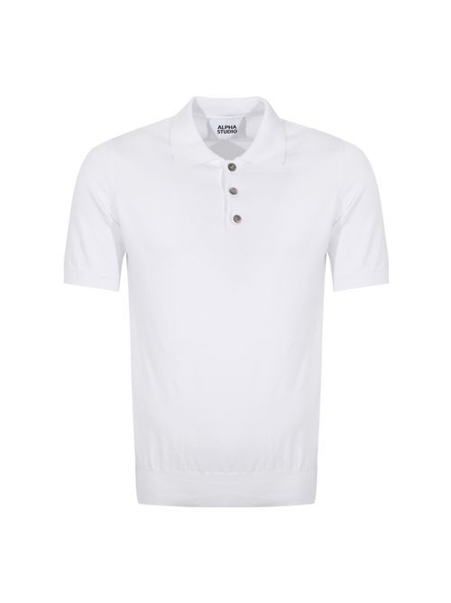 Polo in filato di cotone Bianco Alpha studio | AU-5001B1000